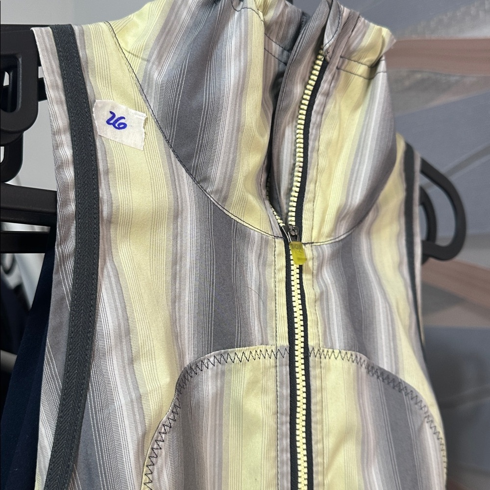 lululemon athletica Striped Yellow and Gray Sleeveless Zip Vest